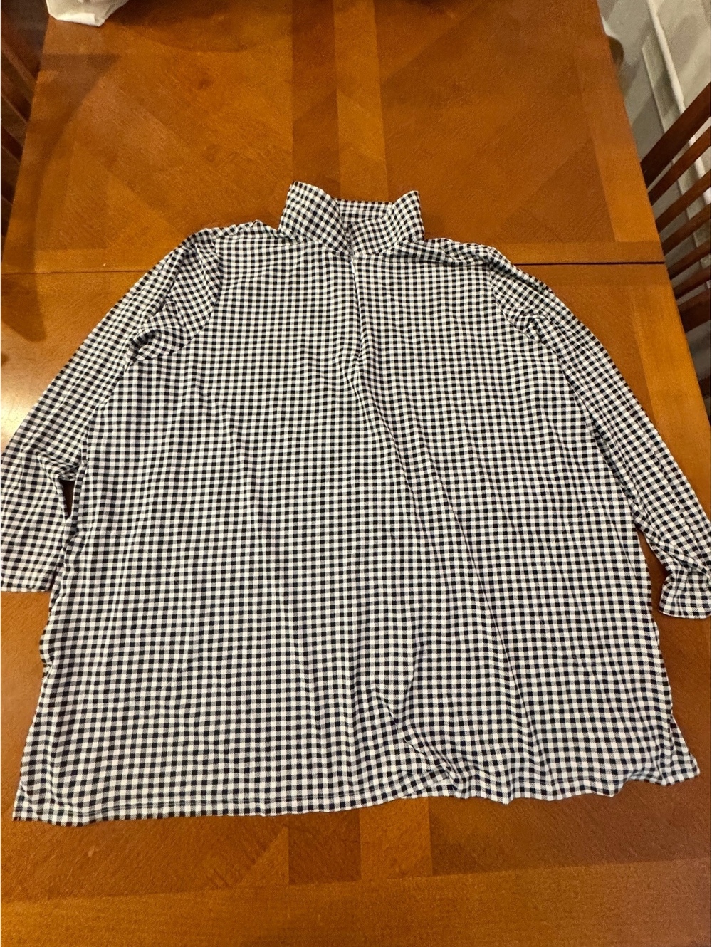 Lands' End Women's 3X Black and White Checkered Pullover Shirt SPF swim 3209